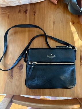 kate spade Black Pebbled Leather Crossbody with Gold Hardware